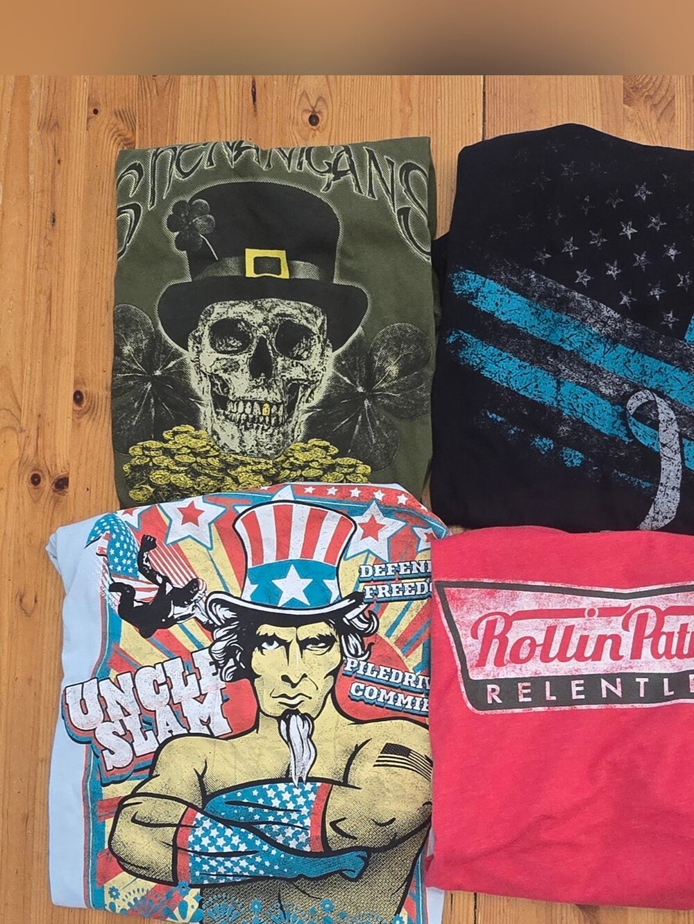 Lot Of 4 Men's Graphic Grunge American Patriot Tshirts, XLarge